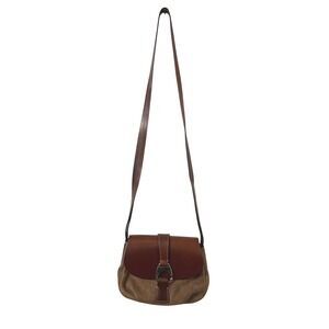 VTG Dooney & Bourke Horseshoe Buckle Brown Suede Leather Crossbody Equestrian